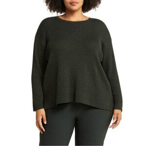 Eileen Fisher Rib Crewneck Merino Wool Sweater SIZE 2X Ivy Green NEW